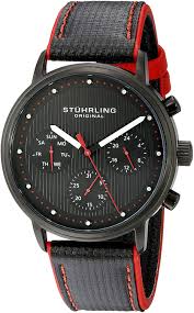 Marca: Stuhrling Original Stuhrling Original de los hombres Concorso Obscure multifunción de cuarzo rojo Accent reloj